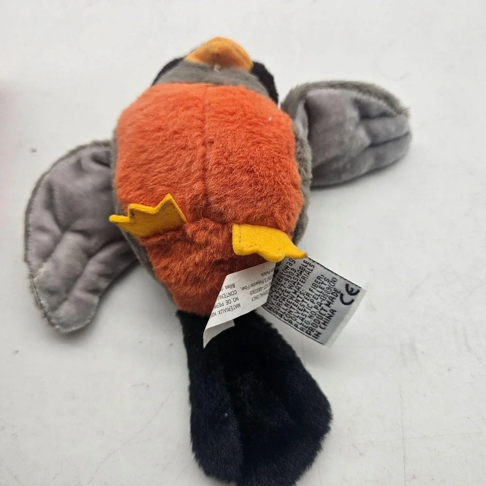 GANZ Webkinz Lil'Kinz Robin Bird Plush Stuffed Animal Toy Small Gray Orange